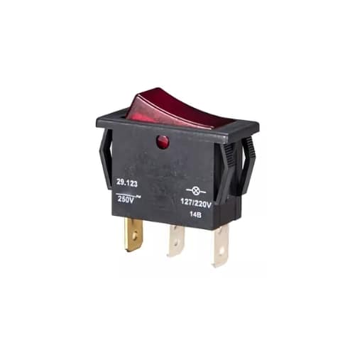 Chave Interruptor Tecla Iluminada Vermeha Unipolar - Margirius