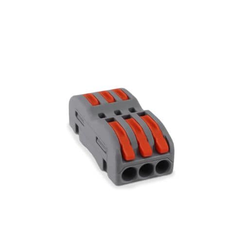 Conector Alavanca de Emenda KV313 com 3 Vias 3 Polos Cabo de 0,8~4,0mm² Corrente até 32A - Sibratec